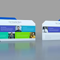 Modern Tech Style Exhibition Display With Blue Curved Structures And Welcome Sign