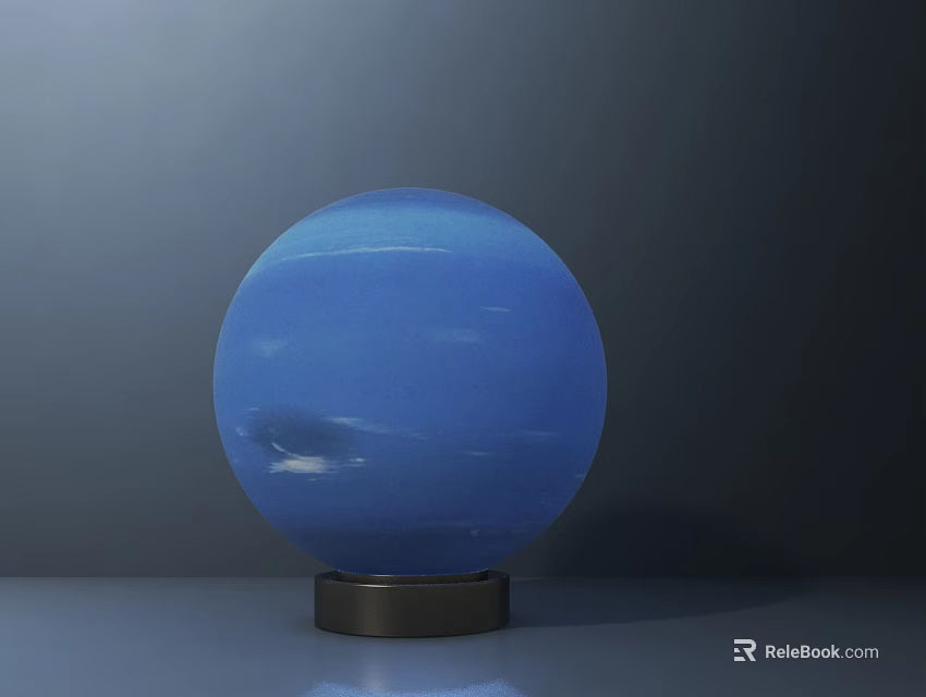 Blue Spherical Table Lamp with Metallic Base on Dark Background Modern Minimalist Design 3d model 