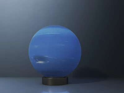 Blue Spherical Table Lamp with Metallic Base on Dark Background Modern Minimalist Design 3d model