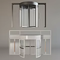 Modern Minimalist Dressing Table With Round Counter Glass Mirror And Gold Handles