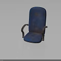 Elegant Blue Textured Armchair With Vintage Design And Wooden Armrests