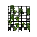 Vertical Garden Decor With Black Grid Frame And Green Hanging Plants 3d model