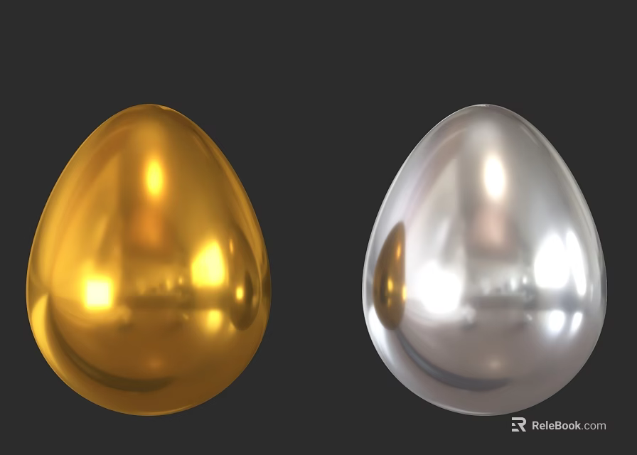 Golden And Silver Egg Shaped Shiny Decorative Ornament Set For Home Decor 3d model 