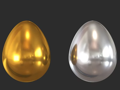Golden And Silver Egg Shaped Shiny Decorative Ornament Set For Home Decor 3d model