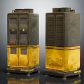 Vintage Black And Yellow Storage Lockers With Doors Vents And Wheels