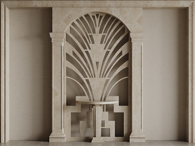 French background wall carved lines 3d model