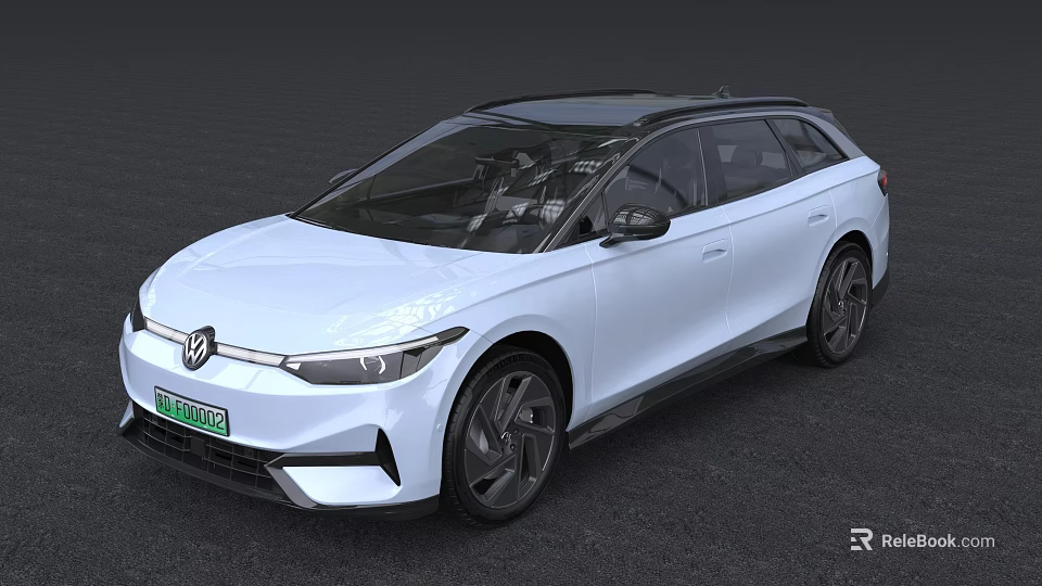 Sleek White Volkswagen Electric Wagon With Black Roof And Modern Styling 3d model 