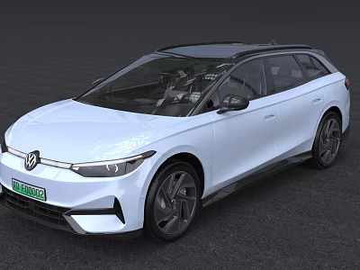 Sleek White Volkswagen Electric Wagon With Black Roof And Modern Styling 3d model