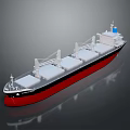 Large Cargo Ship As Water Transport With Red Black Hull And Deck Cranes