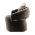 Brown Upholstered Accent Chair With Rounded Arms And Houndstooth Pillow