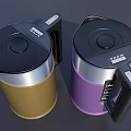 Kitchen Utensil Set Gold And Purple Electric Kettles With Black Lids Handles Measurement Marks