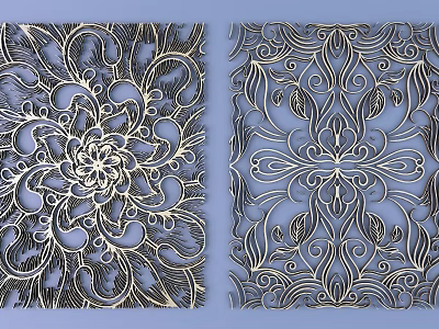 Chinese Ethnic Style Metal Carved Traditional Pattern Ethnic Decoration 3d model