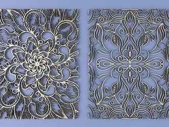 Chinese Ethnic Style Metal Carved Traditional Pattern Ethnic Decoration 3d model