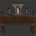 Commercial Board Game Equipment With Wooden Platform Green Grid Board Figurines And Pillars