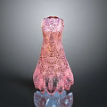 Pink Vase With Intricate Hollowed Patterns And Blue Base For Home Decor