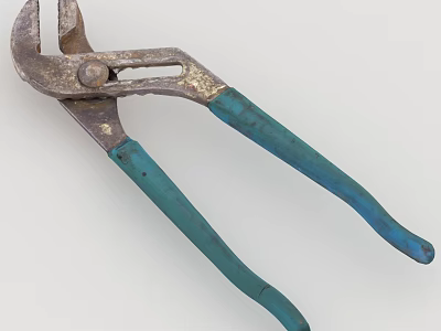 Vintage Pliers With Green Handles And Worn Metal Parts For DIY Repairs 3d model