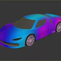 Modern Iridescent Sports Car With Sleek Aerodynamic Design Blue Purple Gradient Finish Sporty Black Wheels