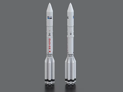 Two White Rocket Models With Detailed Design And Spacecraft Elements 3d model