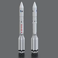 Two White Rocket Models With Detailed Design And Spacecraft Elements