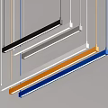 Modern Linear Chandelier with Black White Gray Orange Blue Tones for Interior Design
