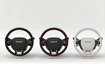 Three Different Colored Car Steering Wheels With Modern Design In Black Burgundy White 3d model