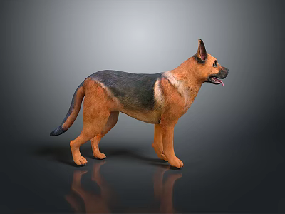 Detailed Realistic German Shepherd Dog Sculpture Carved With Lifelike Standing Pose 3d model