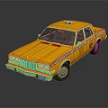 Classic Yellow Taxi Cab With TAXI Sign Chrome Grille And Black Wheels