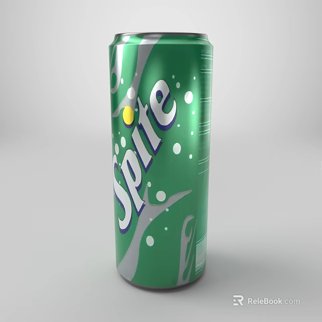 Sprite Refreshing Carbonated Soft Drink In Green Can With Bubbles Design 3d model 