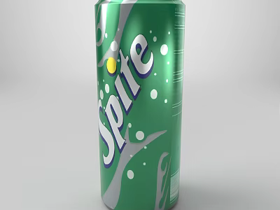 Sprite Refreshing Carbonated Soft Drink In Green Can With Bubbles Design 3d model