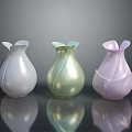 Sculpted Vases In White Green Pink With Modern Design And Smooth Surface
