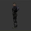 Armored Warrior In Blue And Black Gear With Mystical Beast Companion Scene