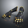 Black And Yellow Stylish Gloves With Decorative Finger Design And Stitching