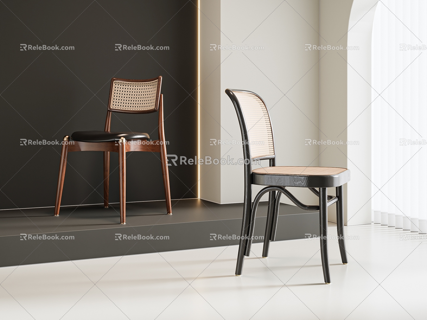 Quiet Chinese Style Single Chair Dining Chair 3d model