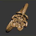 Elegant Golden Ring With Unique Flower Shaped Design For Daily Use 3d model