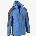 Blue And Gray Hooded Jacket With Zip Pockets And Contrast Sleeves