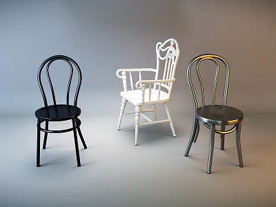 Stylish Single Chairs In Black White And Metallic Designs For Home Decor 3d model