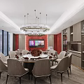 New Chinese-style private room large-size room-type sofa box room sofa combination dining table and chair combination 3d model