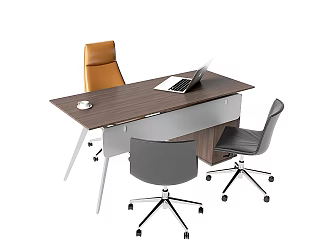 modern office desk and chair 3d model