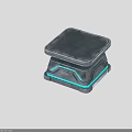 Grey Tech Inspired Platform Base With Blue LED Light Accents And Modern Design