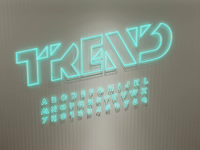 Green Glowing Neon Light Fixture Set with Letters Numbers for Wall Decoration 3d model