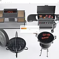 Public Outdoor Grilling Facilities With Various Types Including Wheeled Tabletop And Lid Covered Models