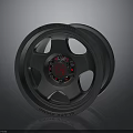 Gray Forged Car Wheel With Red Accents And Black Ring Design