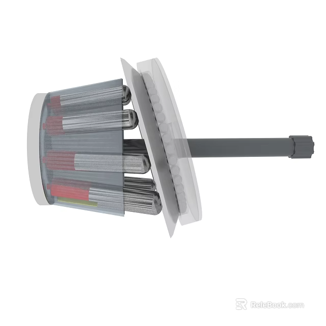 Mechanical Assembly Internal Structure With Transparent Casing Black Rod And Cylindrical Components 3d model 