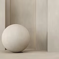 Minimalist Light Beige Textured Wall Design With White Sphere In Corner