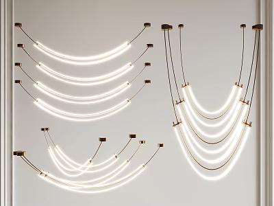Modern Luxury Chandelier With Multiple Curved Designs White Lighting And Metal Brackets 3d model