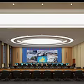 Modern Conference Room Interior With Large Screen Conference Table Computers And Chairs