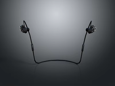 Modern Black Ear-hook In-ear Headphones With Comfortable Fit And Cable Design 3d model