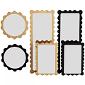 Assorted Mirrors With Scalloped Edges In Different Shapes And Frames