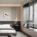 Modern Bedroom Interior Design With Large Bed Wardrobe And Area Rug 3d model