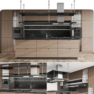 Modern Cabinet Kitchen Linear Island Modern 3d model